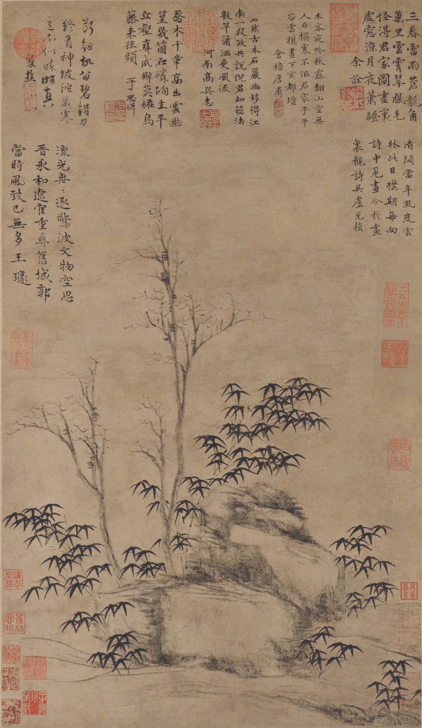 古木竹石图预览图