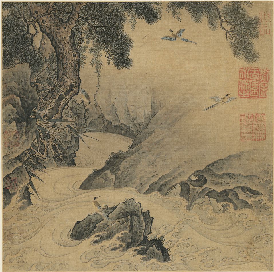 松涧山禽图预览图