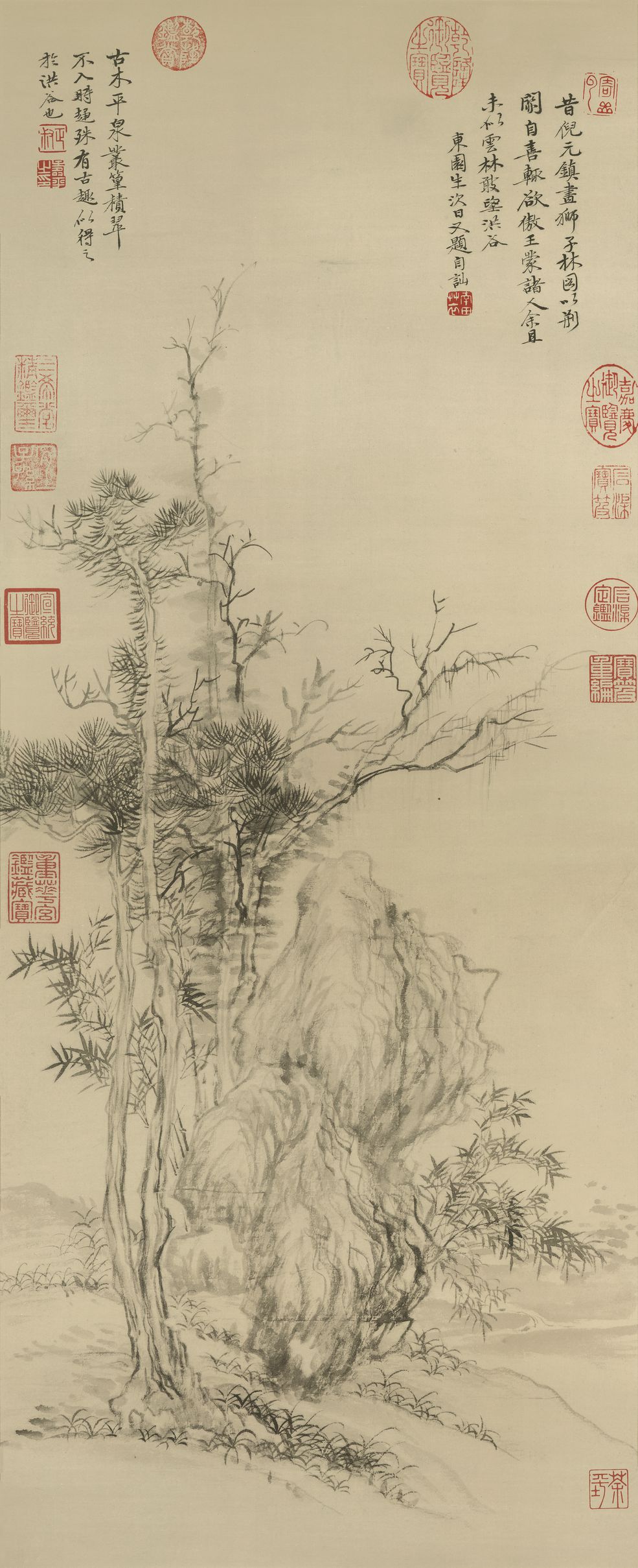 仿倪瓒古木丛篁图预览图