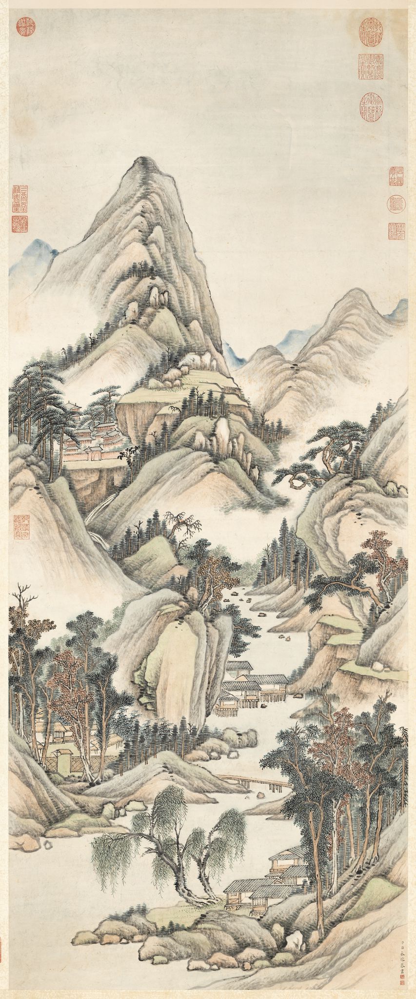 画秋寺鸣泉轴预览图
