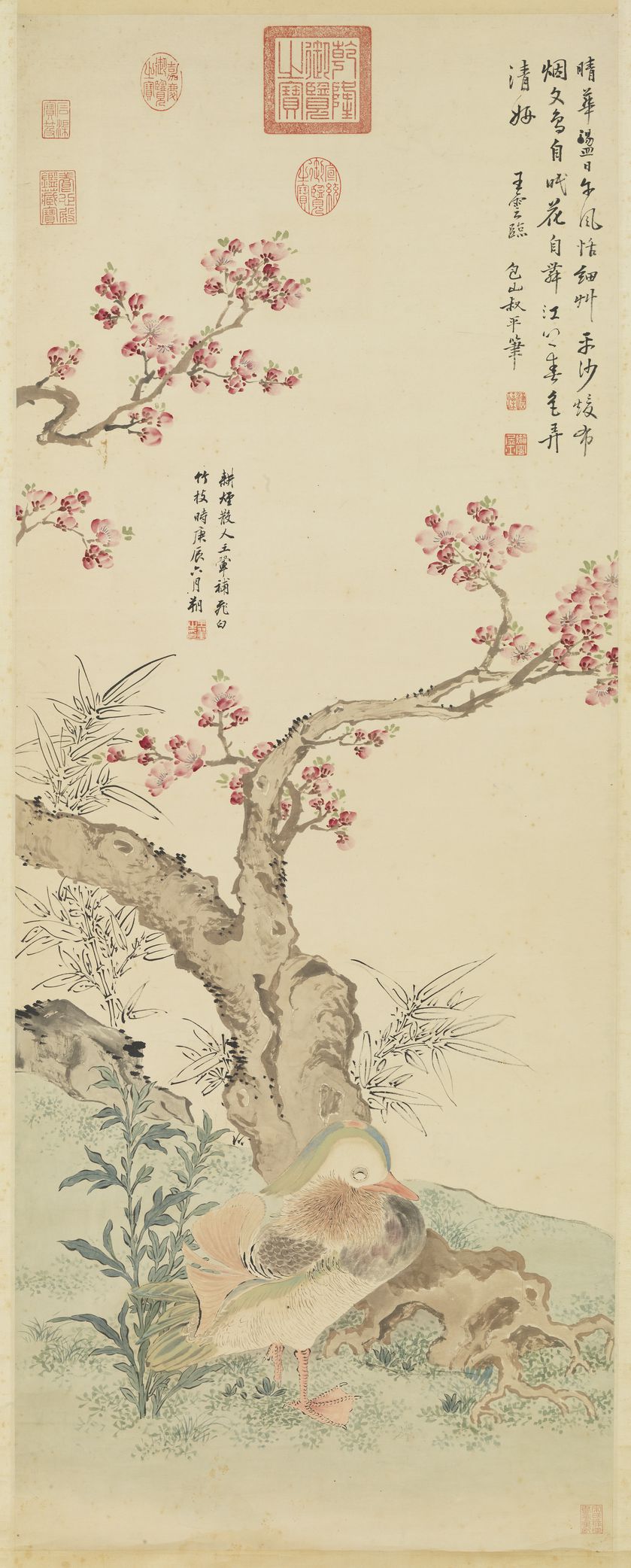 临陆治桃花鸳鸯图（王云王翚合璧）缩略图
