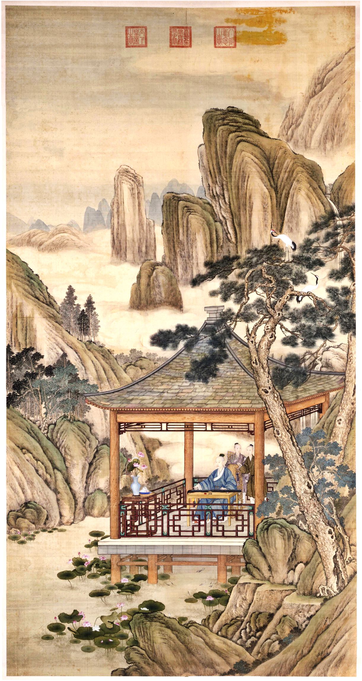 弘历观荷抚琴图预览图