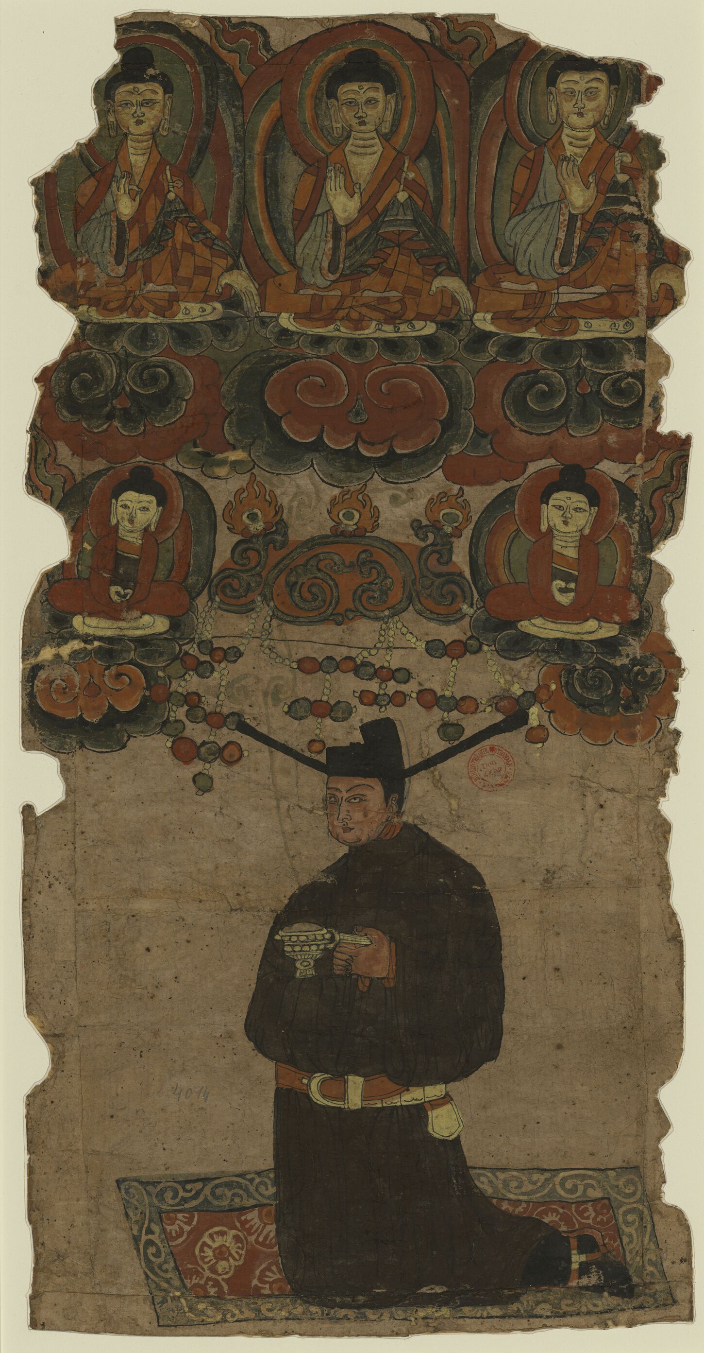 P.0901彩绘五代绢画供养图-1缩略图