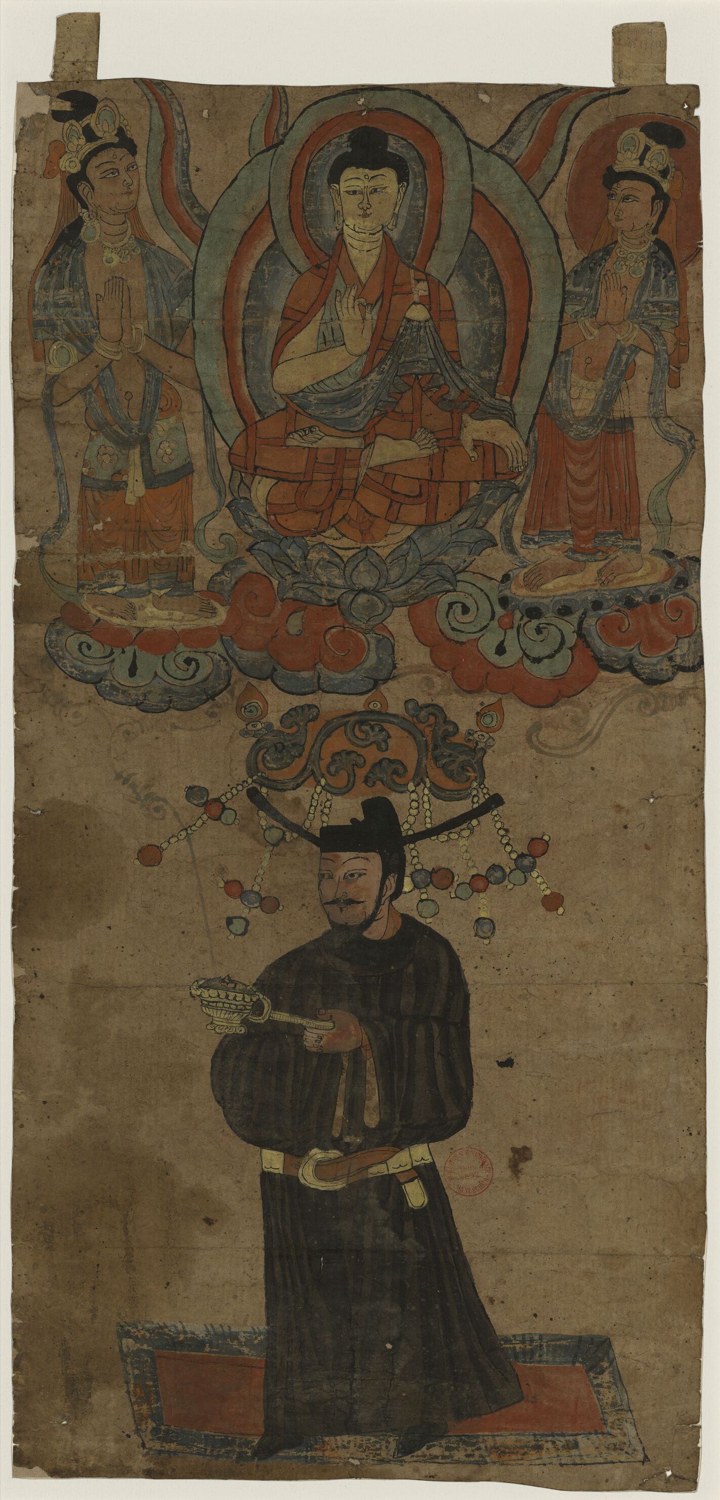P.4819彩绘五代绢画供养图-2预览图
