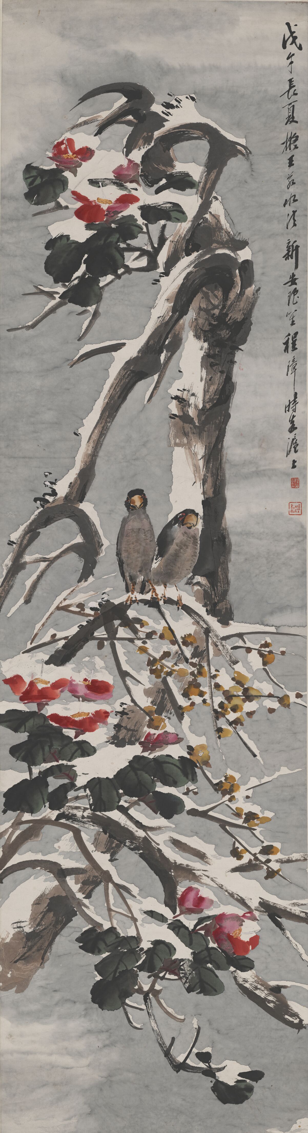 茶花雪景图轴预览图