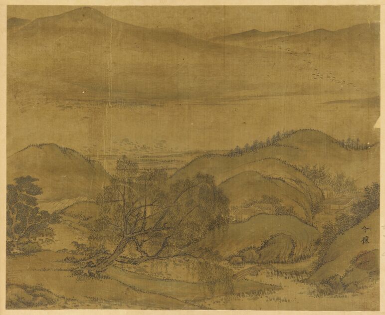 秋池溪桥图预览图