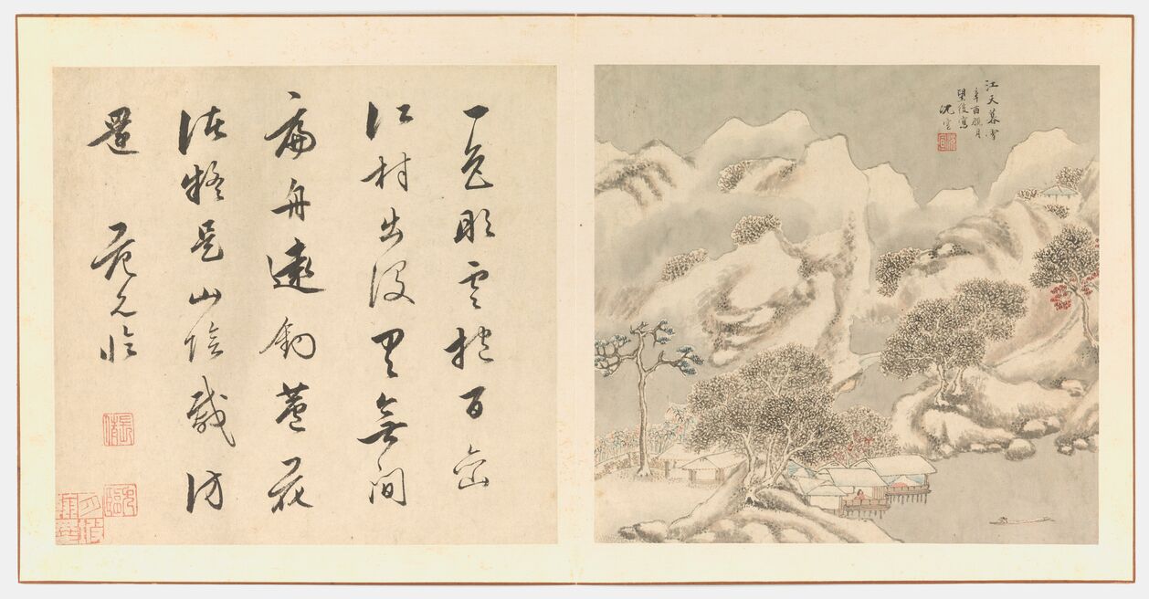 江天暮雪图页（潇湘八景图册）预览图