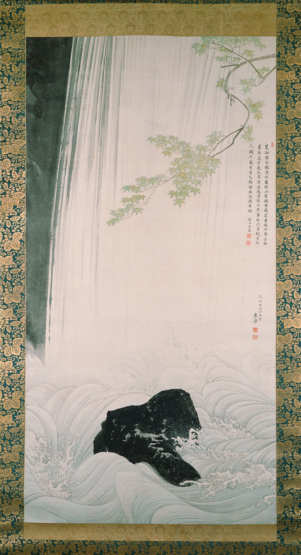 青楓瀑布図预览图