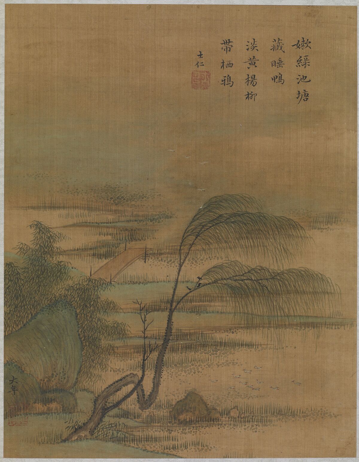 柳荫暮桥图预览图