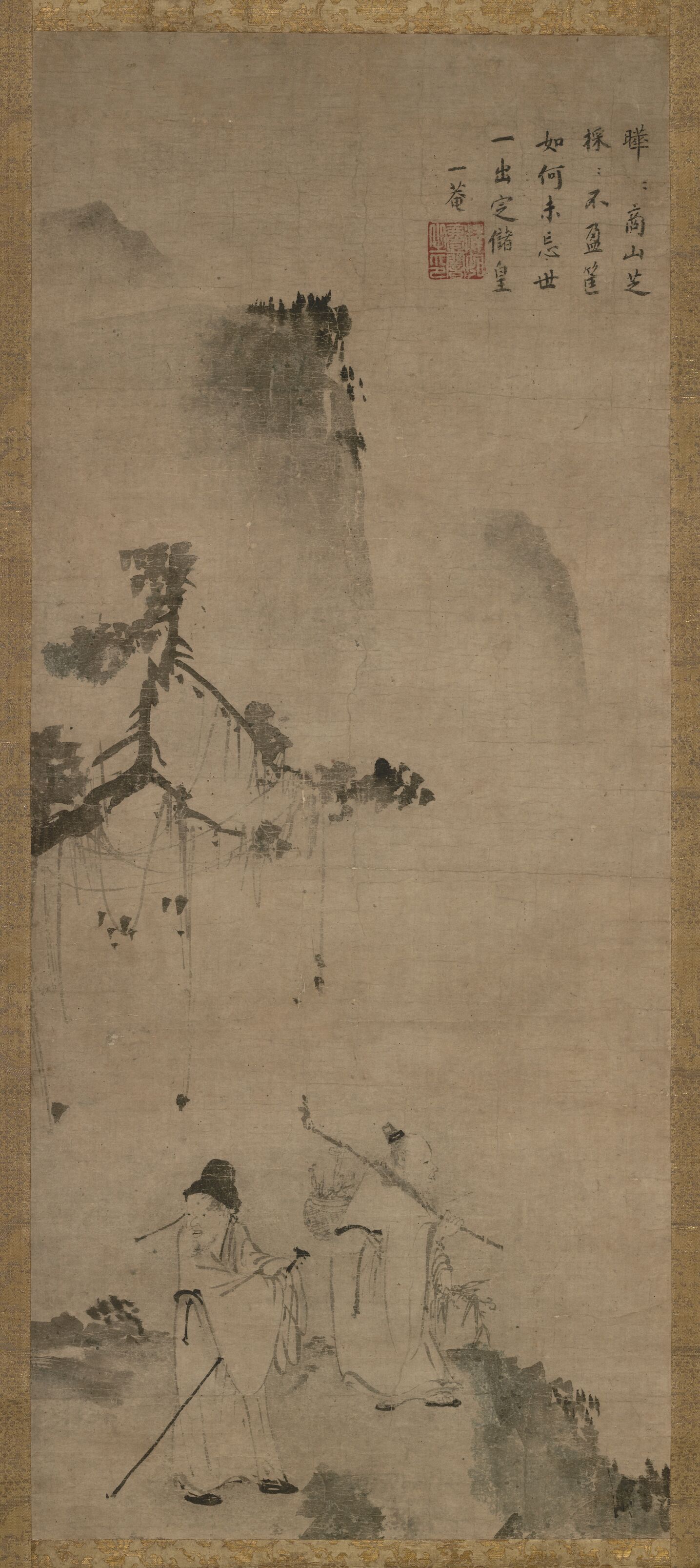 室町时代 商山采芝图轴纸本预览图