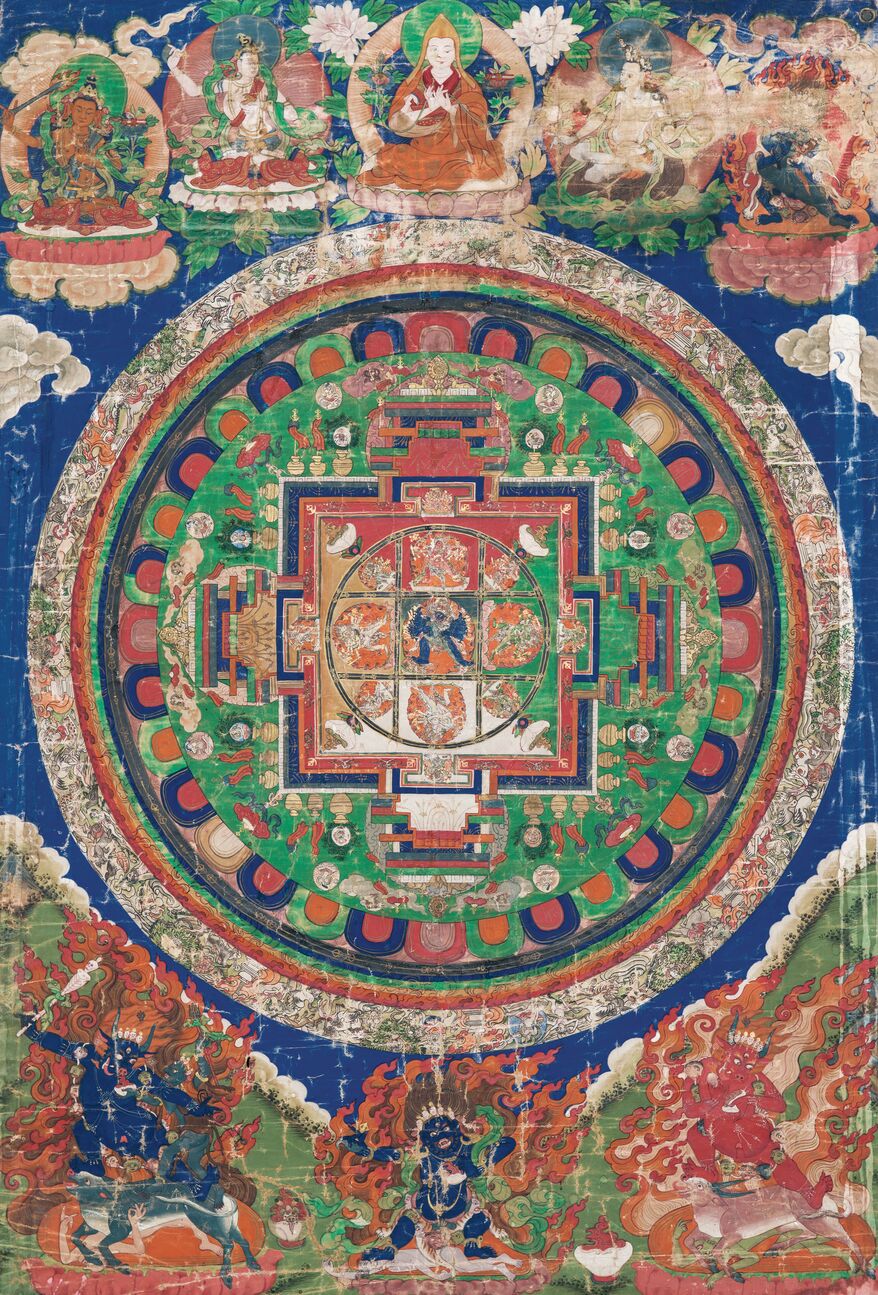 佛画 唐卡大威德金刚坛城西藏格鲁派预览图