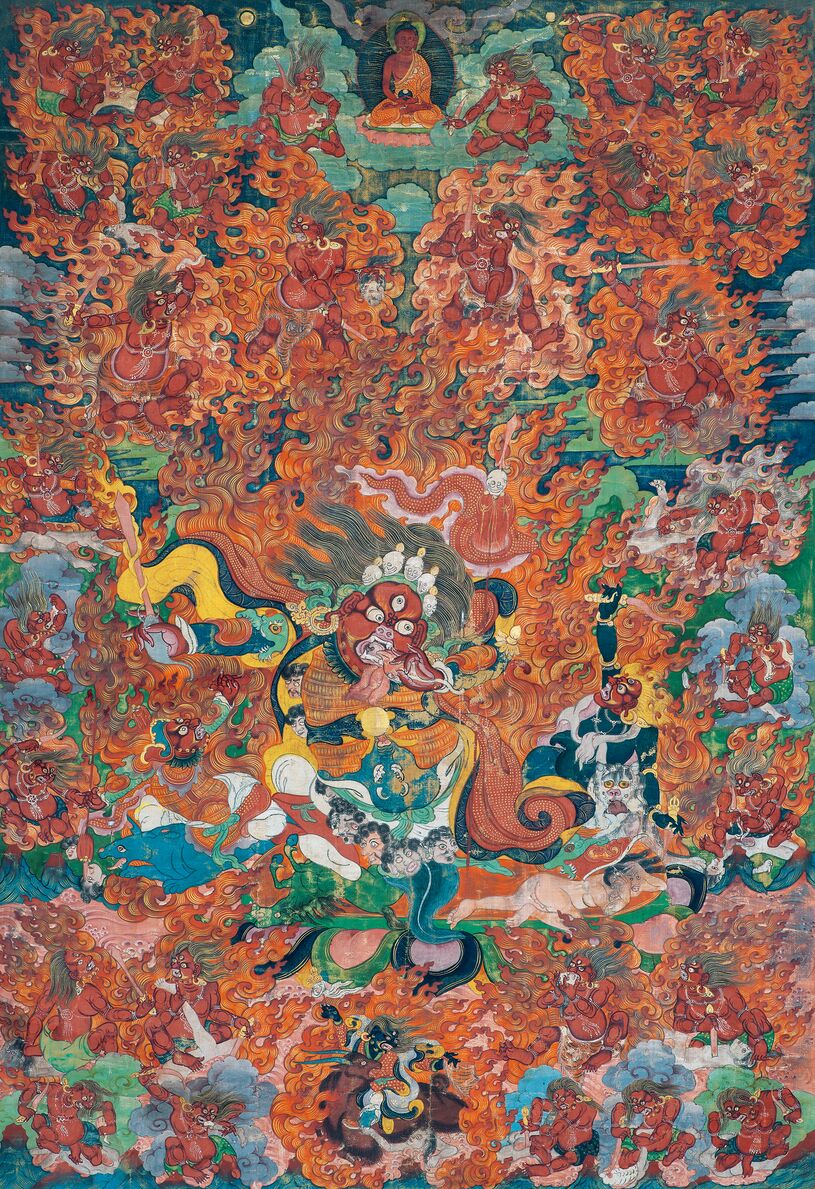 佛画 唐卡大红司命蒙古格鲁派预览图