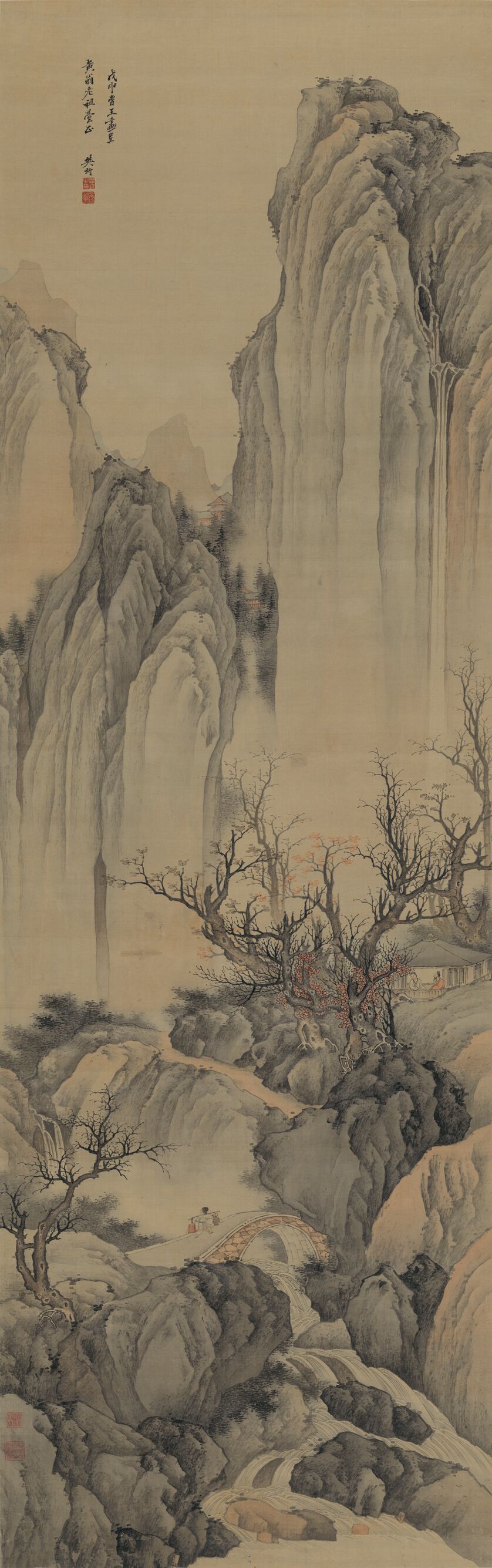 秋山听瀑图预览图