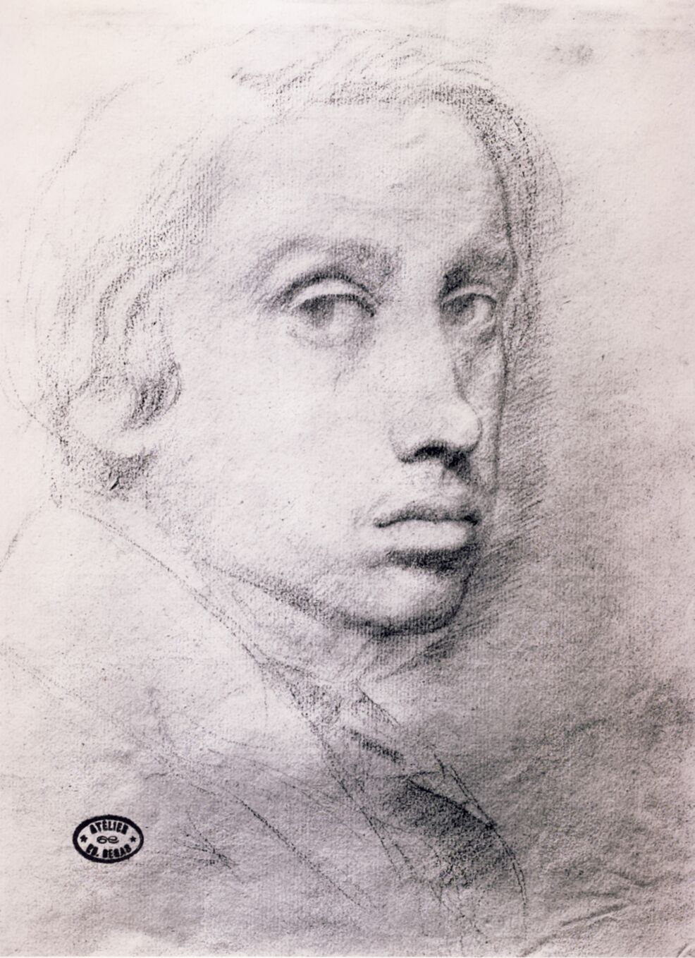 德加作品集-1855  Edgar Degas  Etude pour un autoportrait  Dessin Sanguine  29,5x21,5 cm  Providence, Rhode I缩略图