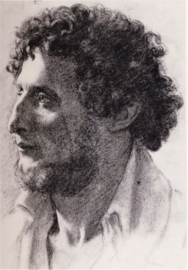 德加作品集-1856  Edgar Degas  Portrait d'un italien  Dessin  Fusain  38x26 cm  Chicago art Institute缩略图