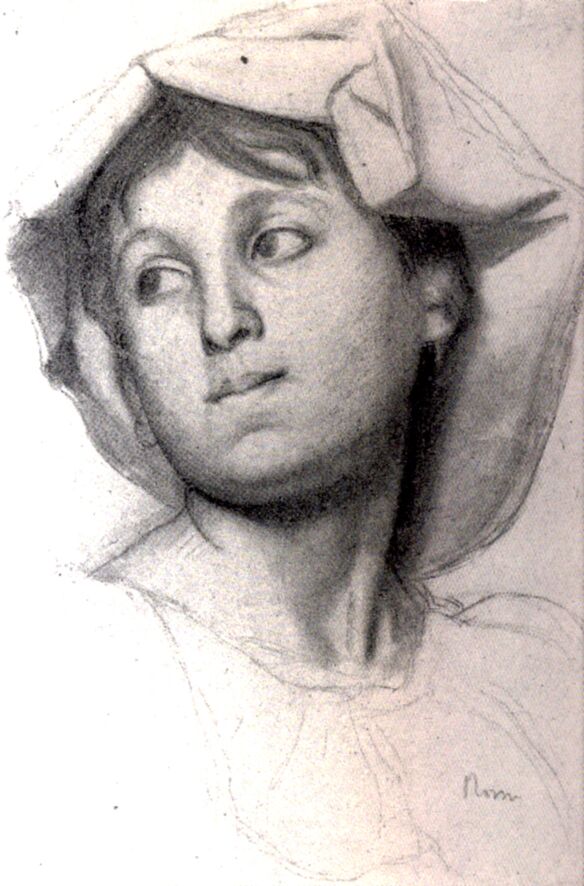 德加作品集-1856 - Tête de jeune file romaine  Dessin  Crayon noir, fusain et estompe  37,8x25,8 cm  Baltimor缩略图