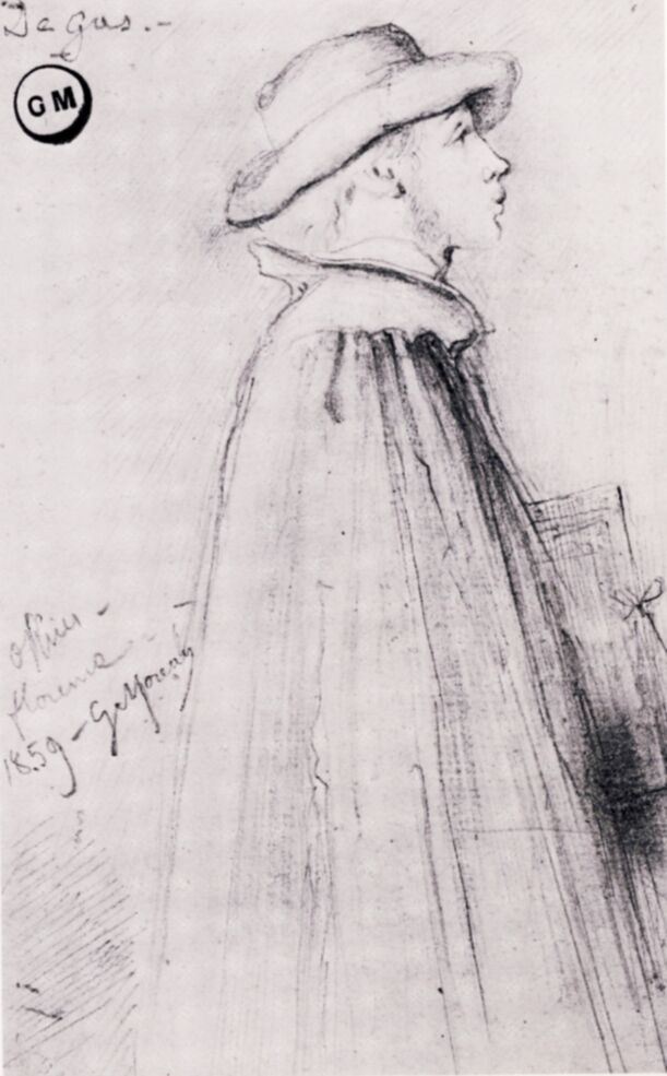 德加作品集-1859 - Gustave Moreau  Degas aux Offices  Dessin  Mine de plomb sur papier blanc  16,3x9,4 cm  Pa缩略图
