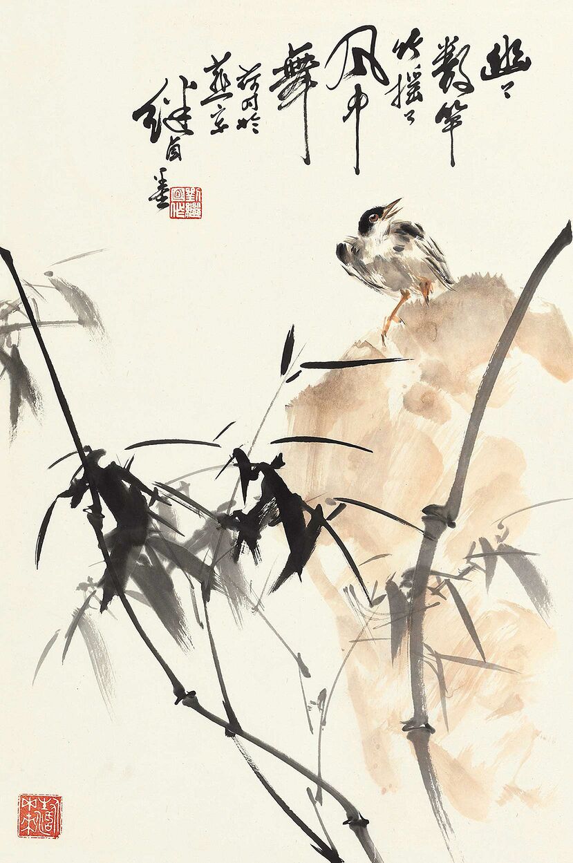竹石小鸟预览图