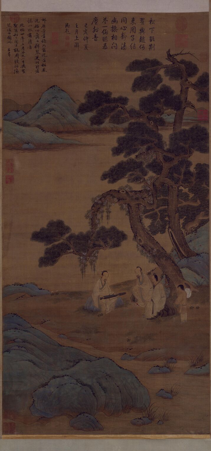 松下听琴图预览图