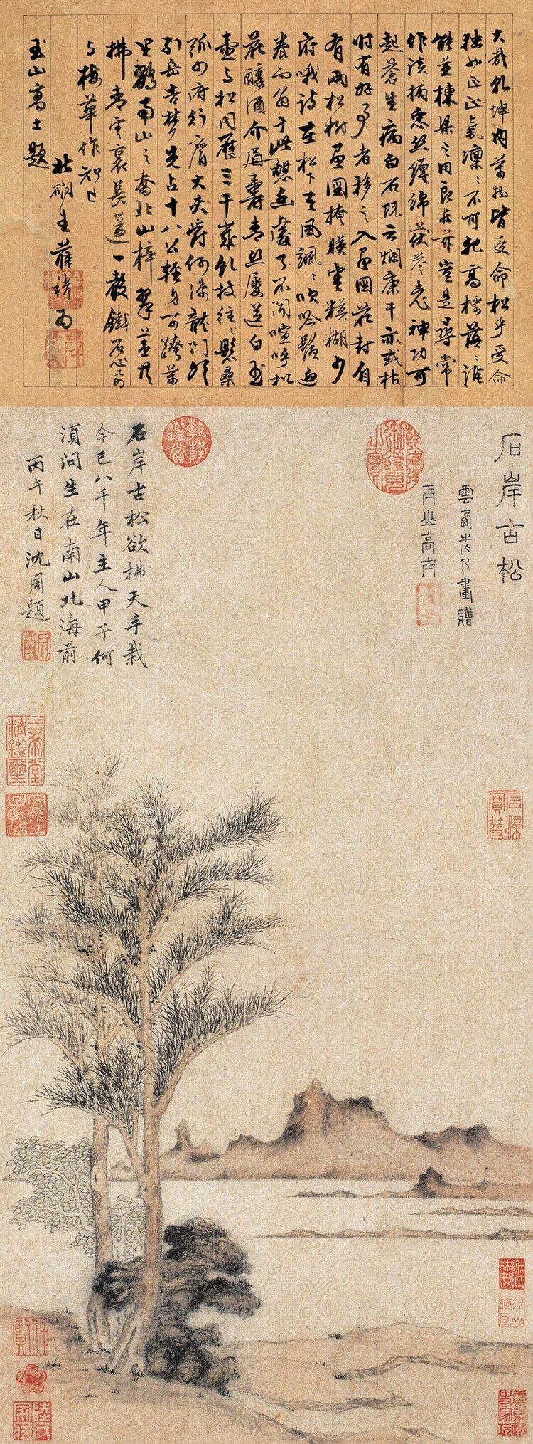 石岸古松图预览图
