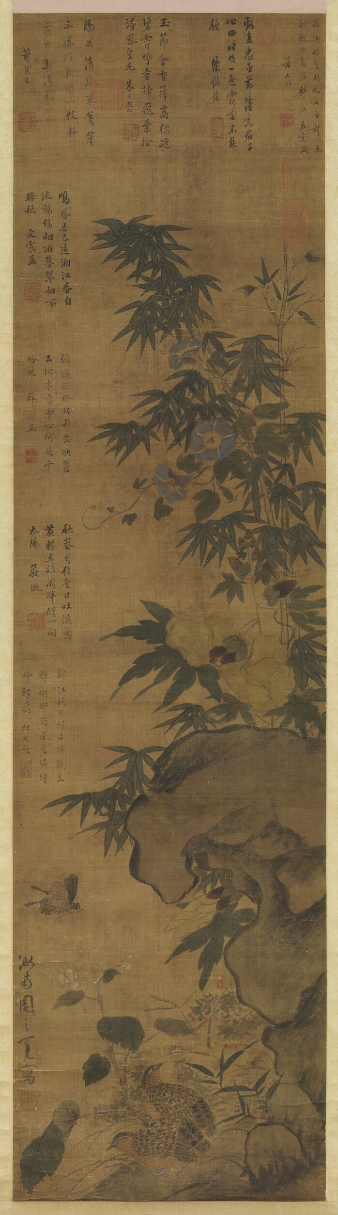 花竹鹌鹑图预览图