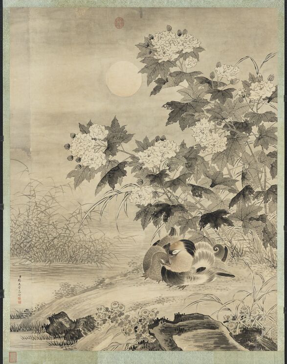 秋渚眠禽轴预览图