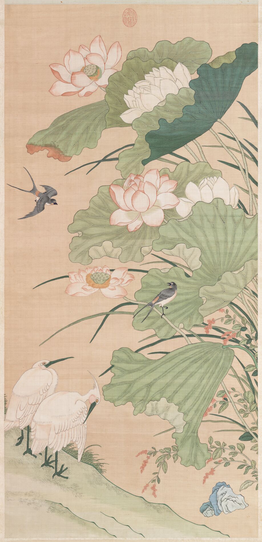 无名氏画荷花缂丝轴预览图