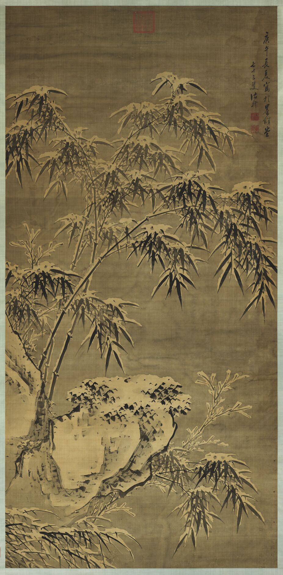 雪景竹石图预览图