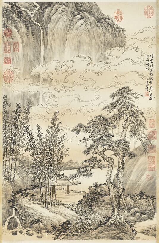 看云对瀑图轴预览图