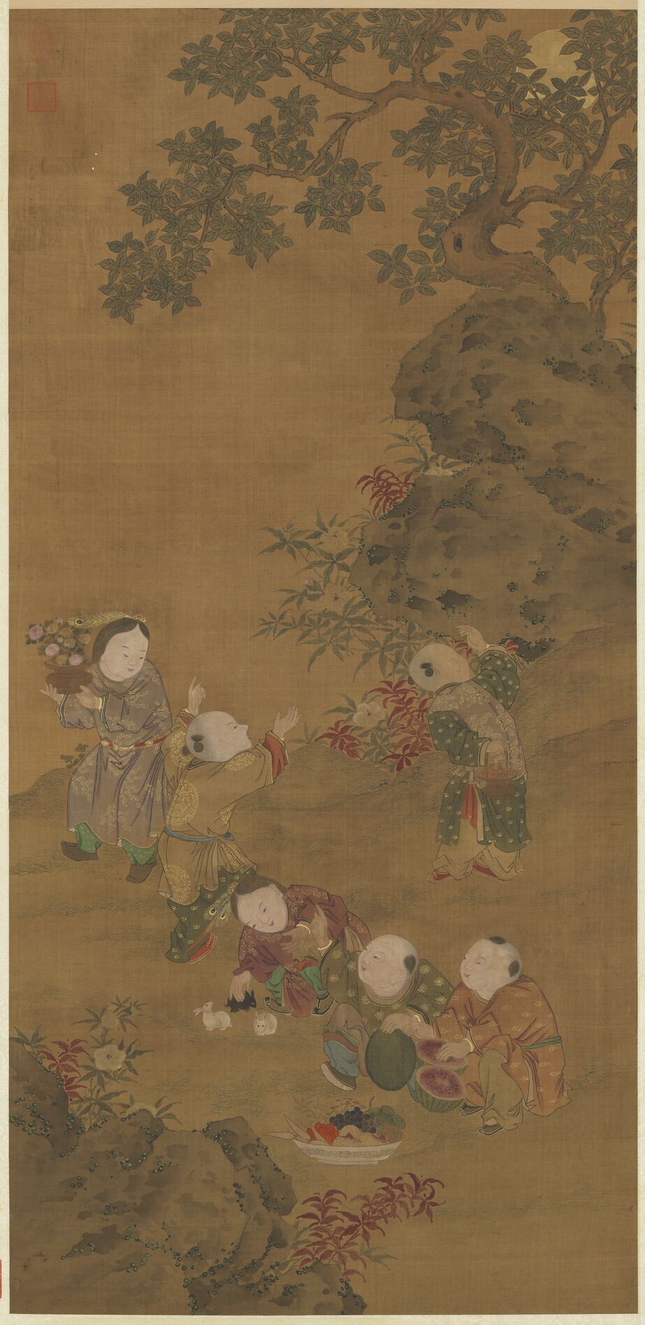 秋景戏婴轴预览图