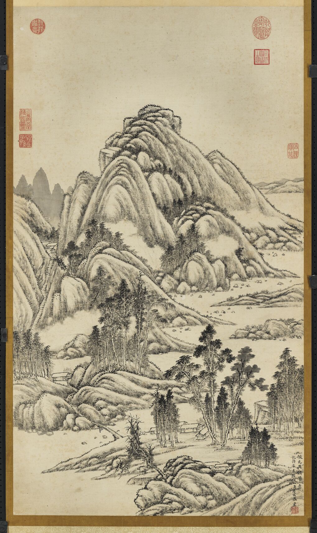 仿吴镇画山水预览图