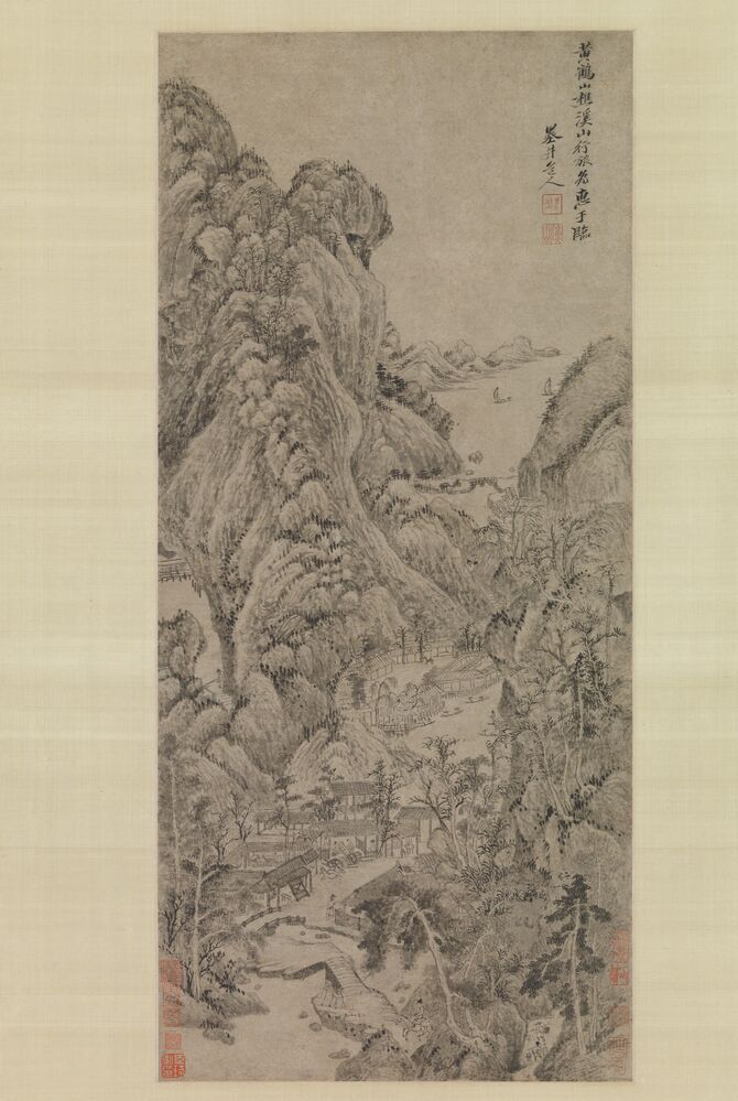 仿王蒙溪山行旅图预览图