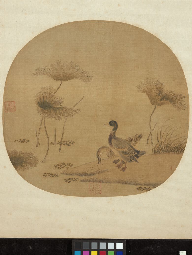 秋渚文禽图预览图