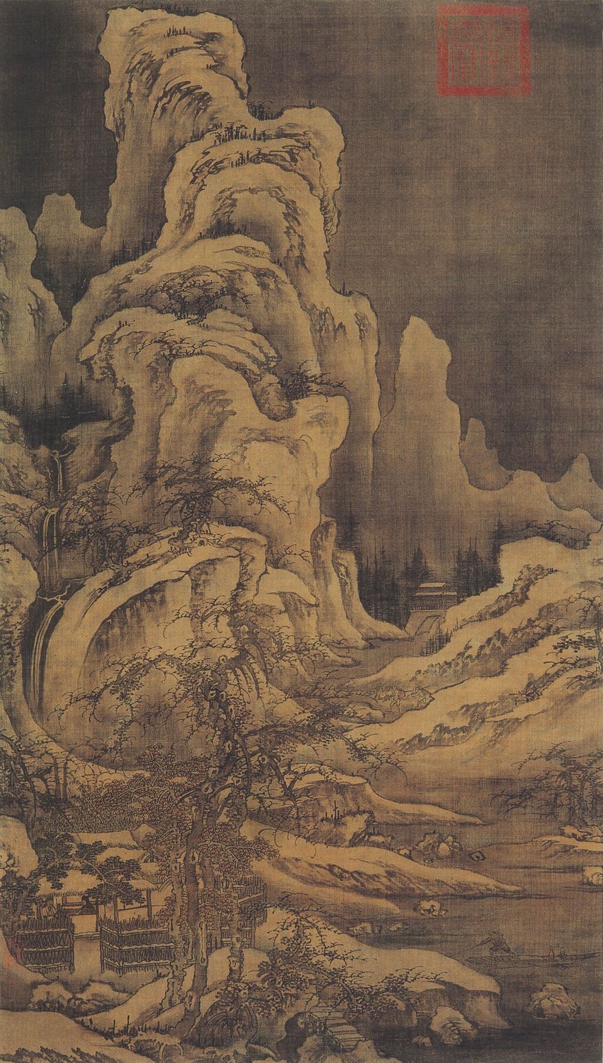 雪溪晚渡图预览图