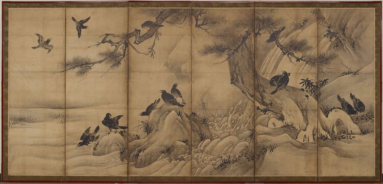 松间叭叭鸟屏风缩略图