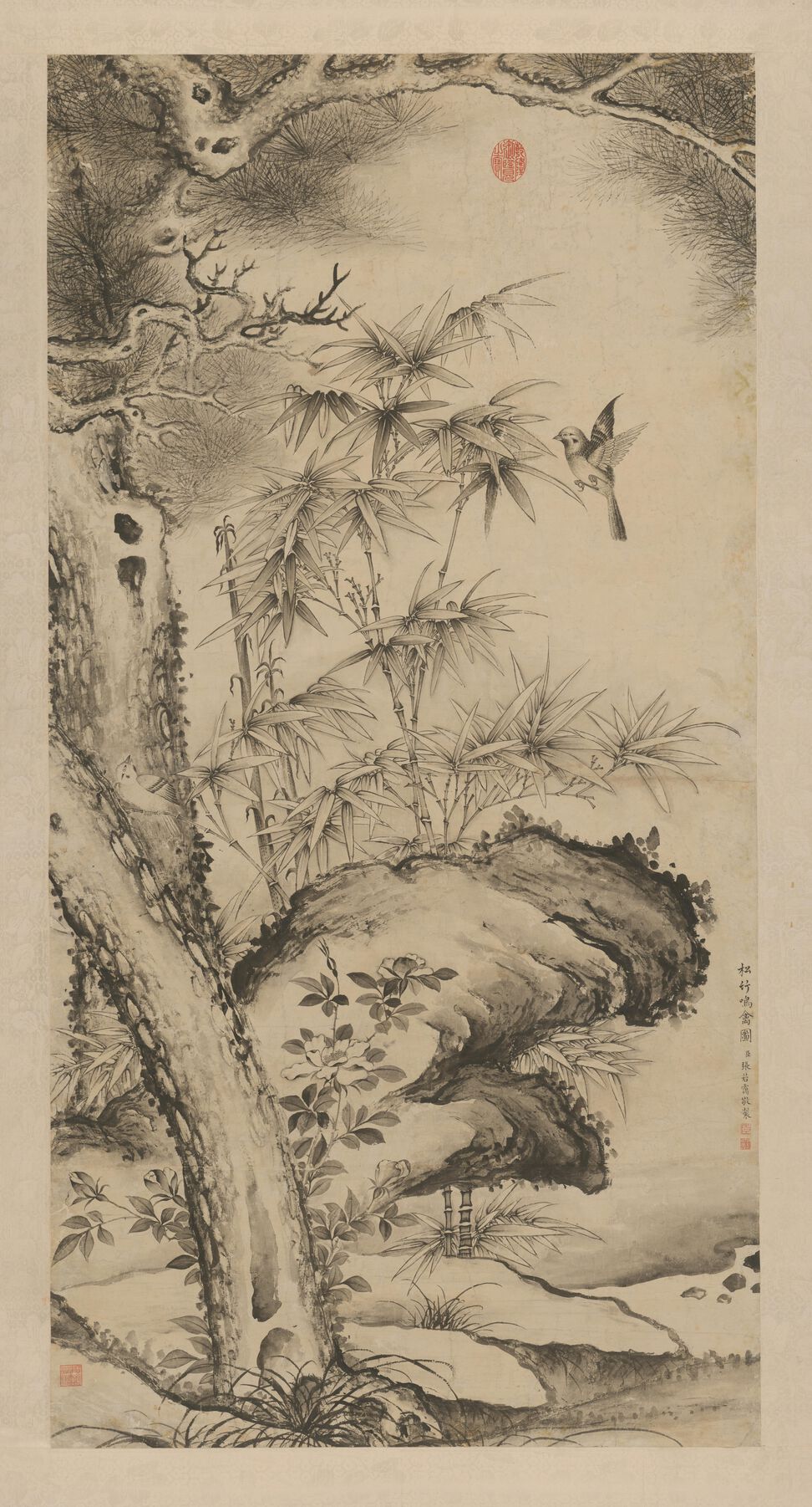 松竹鸣禽图预览图