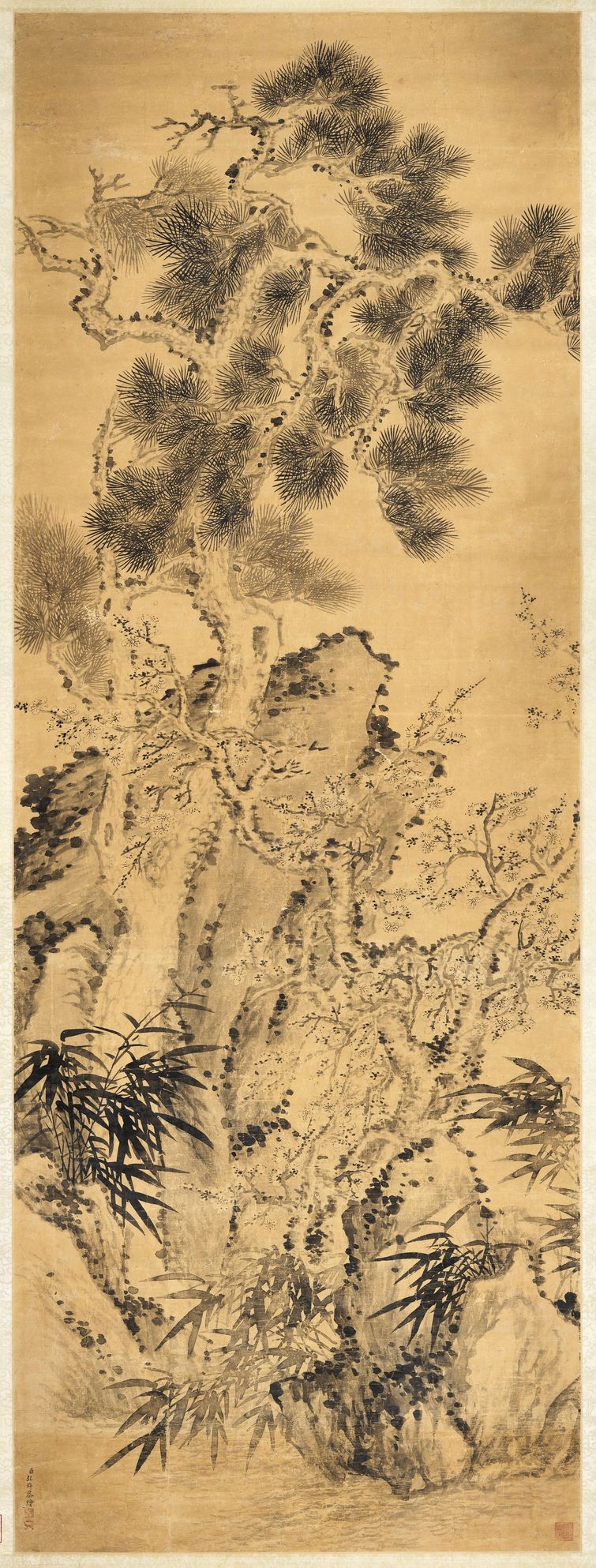 弘旿松竹梅石图预览图
