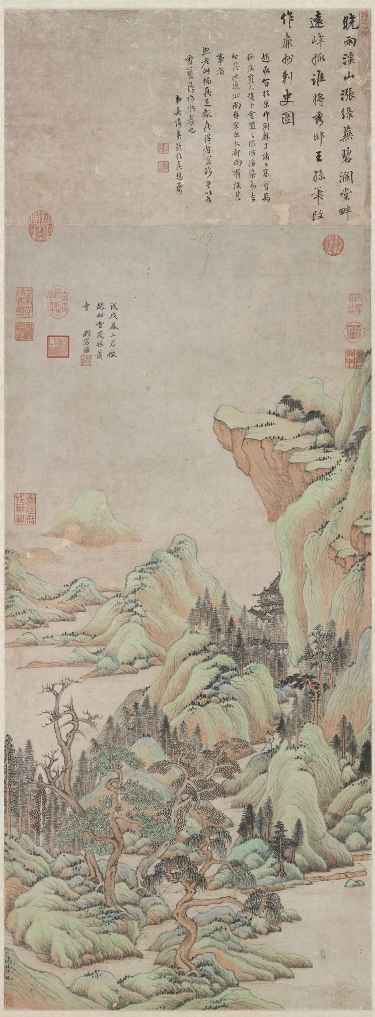 倣赵孟𫖯茂林萧寺图预览图