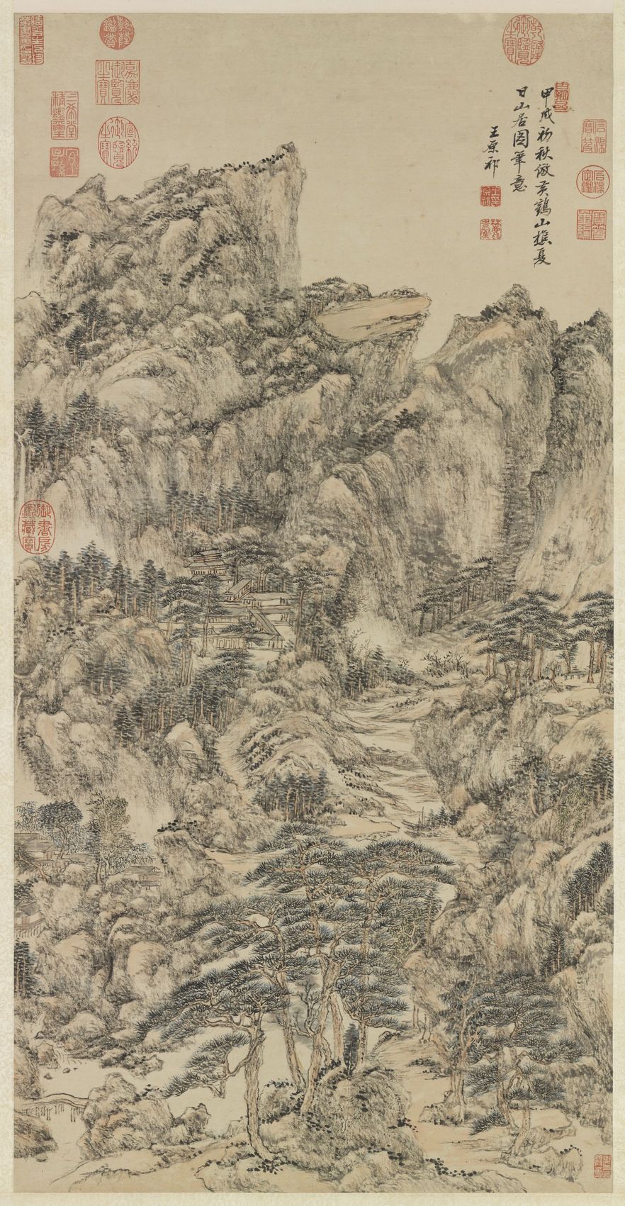 仿王蒙夏日山居图预览图