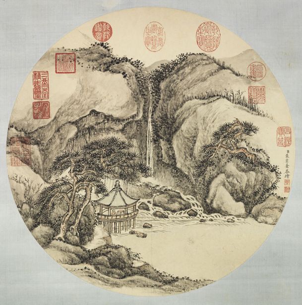 水亭对瀑图预览图