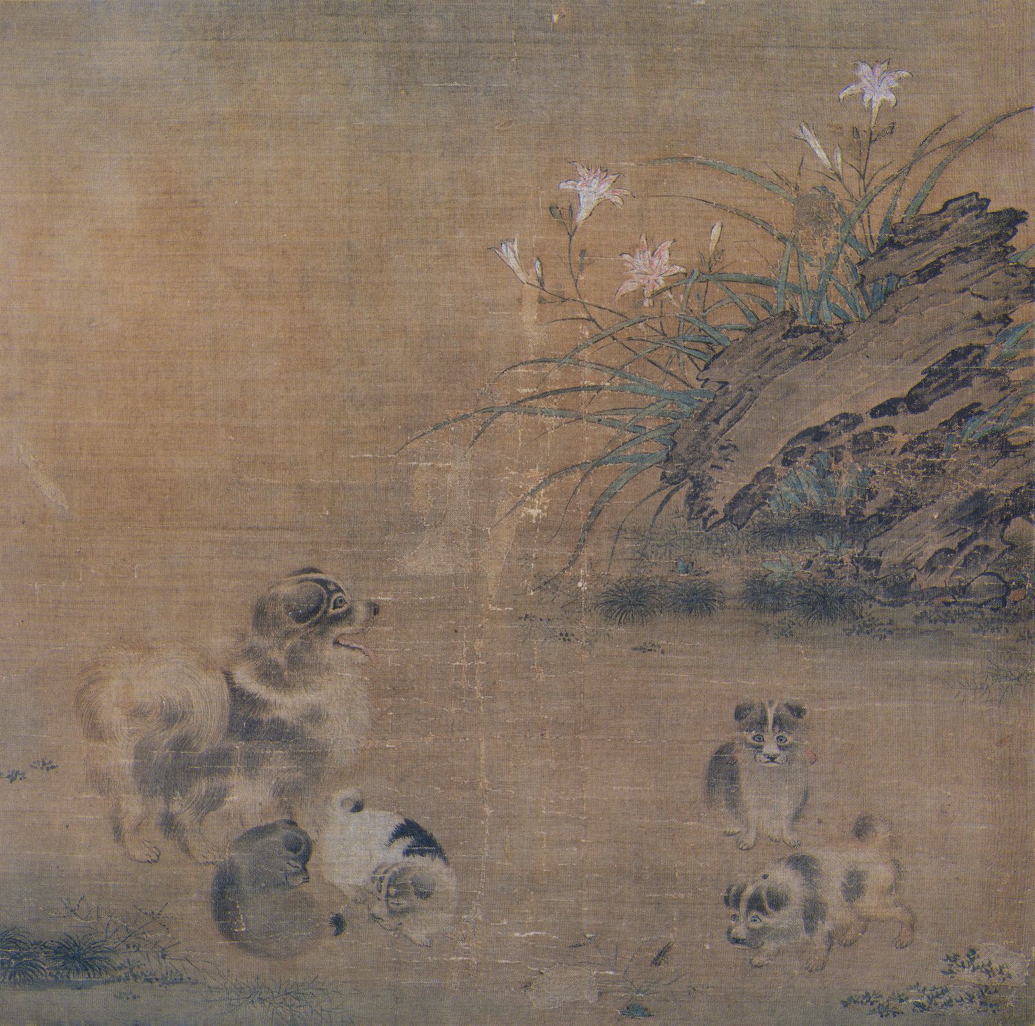 萱草游狗图缩略图