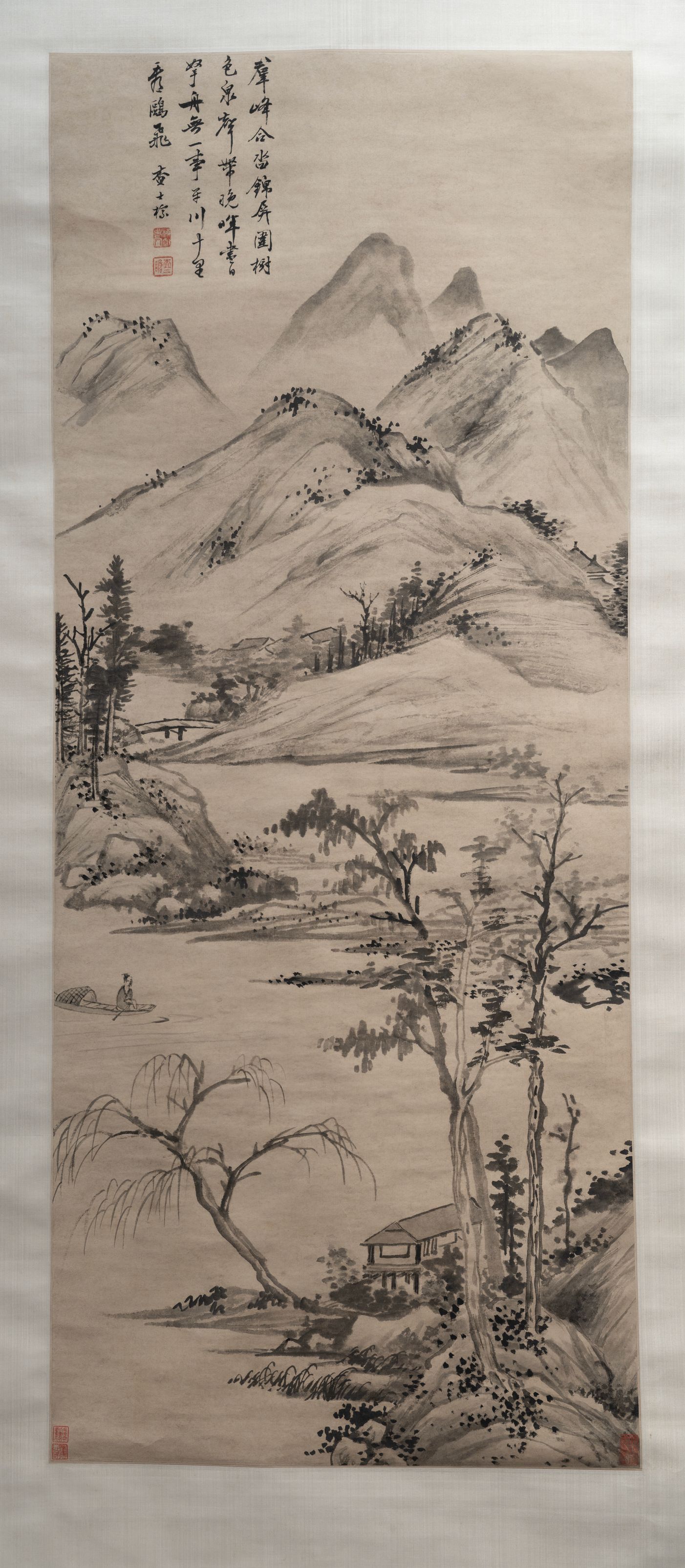 群峰树色图轴预览图
