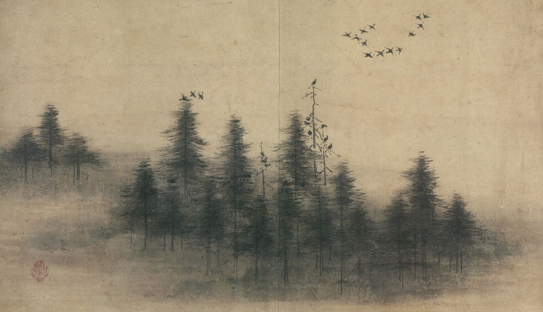 松林群鸦图预览图