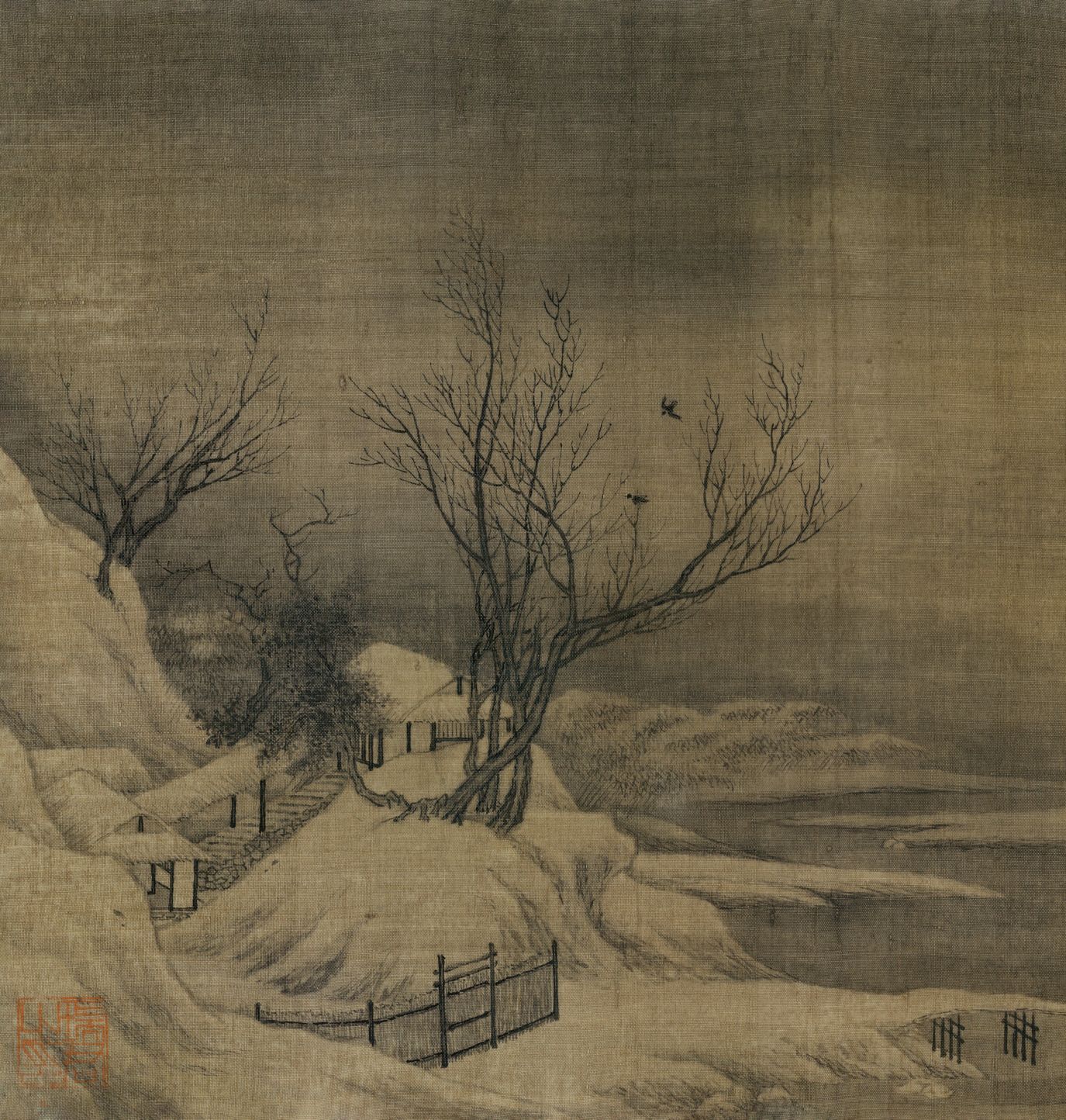 仿赵令穰暮雪归鸦图扇页缩略图