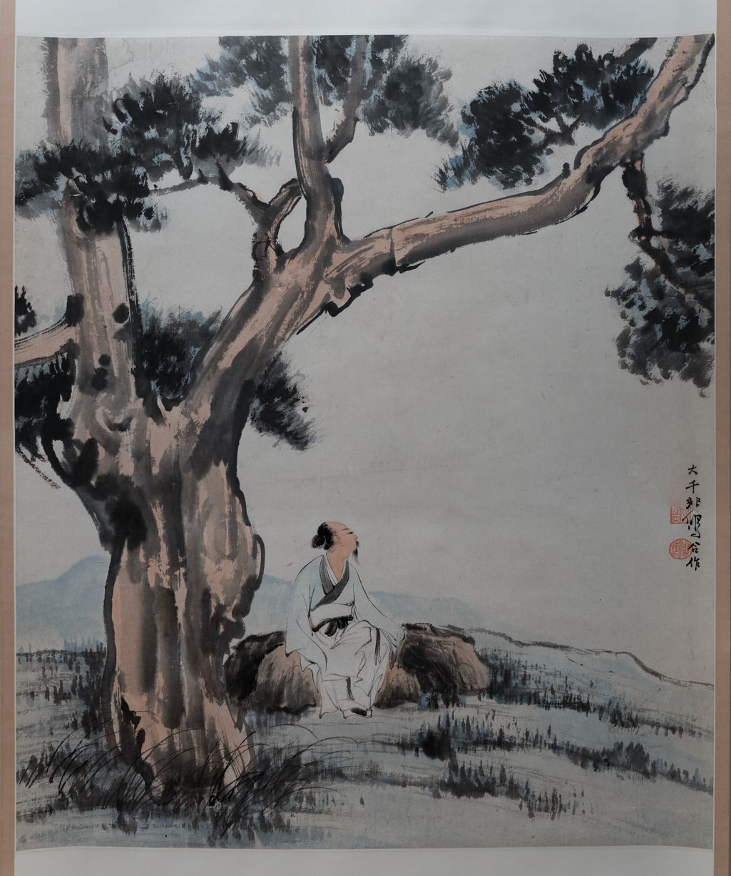 张大千徐悲鸿合作松石高士图预览图