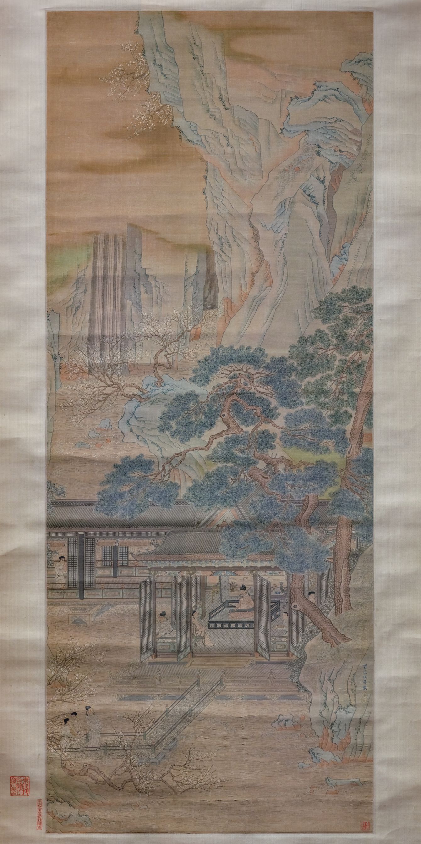 缂丝水阁鸣琴图缩略图
