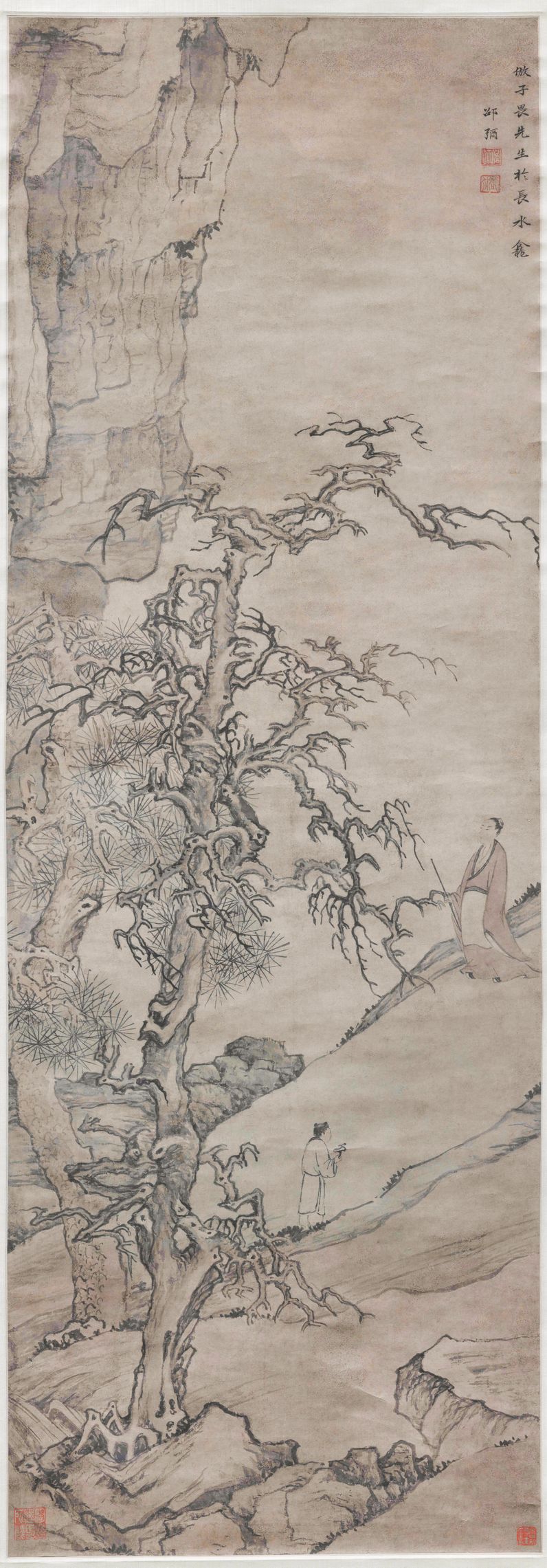 高岩曳杖图轴预览图