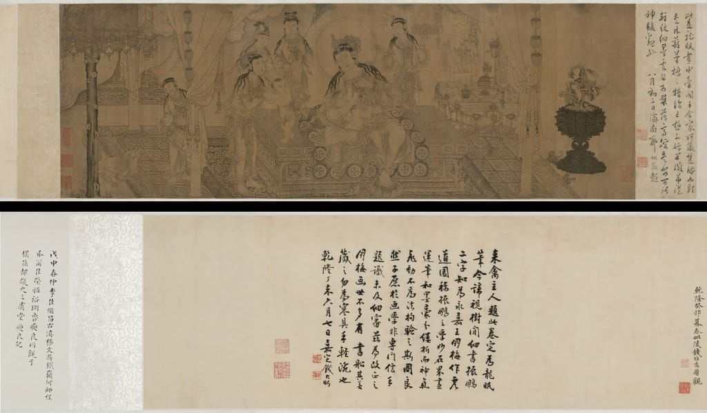 姨母育佛图卷白描全卷预览图