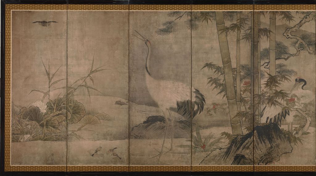 室町时代 四季花鸟图屏风-二屏预览图