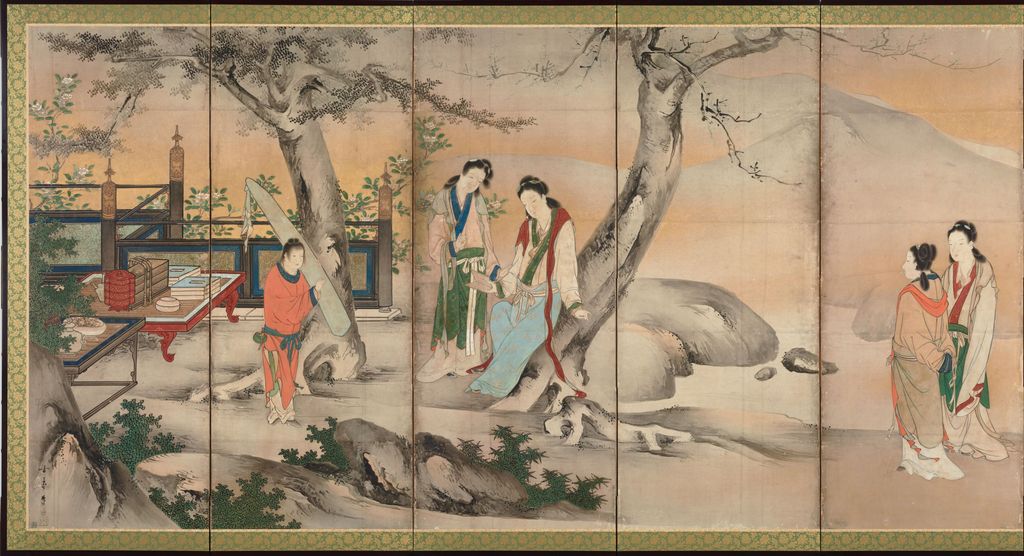安土桃山时代 琴棋书画图屏风第一屏预览图